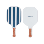 Juego de pickleball con raquetas de madera y pelota para jugar color azul marino vista con logo