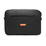 Mochila convertible 2 en 1 de poliéster reciclado para portátil 15” color negro vista con logo