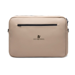 Mochila convertible 2 en 1 de poliéster reciclado para portátil 15” color marfil vista con logo