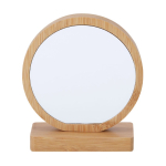 Placa conmemorativa de bambú en forma circular con doble imán color madera primera vista