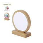 Placa conmemorativa de bambú en forma circular con doble imán