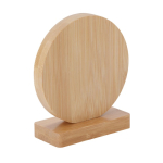 Placa conmemorativa de bambú en forma circular con doble imán tercera vista