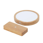 Placa conmemorativa de bambú en forma circular con doble imán cuarta vista