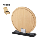 Placa trofeo redonda de madera con base de vidrio negro