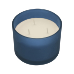 Vela aromática en tarro de cristal con tres mechas en varios aromas color azul marino primera vista