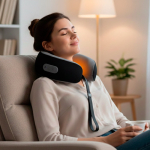 Almohadilla masajeadora portátil para el cuello ajustable cuarta vista