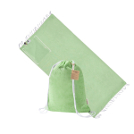 Mochila de cuerdas con pareo plegable en algodón reciclado 170g/m² color verde claro primera vista