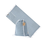 Mochila de cuerdas con pareo plegable en algodón reciclado 170g/m² color azul claro primera vista