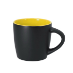 Taza de cerámica con acabado negro mate e interior de color 350ml color amarillo primera vista