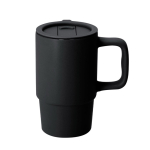 Taza para llevar de cerámica con tapa deslizante y acabado mate 430ml color negro primera vista