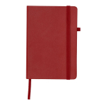 Libreta con tapa de cuero sintético y cierre elástico hojas a rayas A5 color rojo primera vista