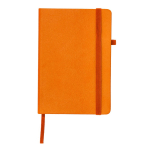 Libreta con tapa de cuero sintético y cierre elástico hojas a rayas A5 color naranja primera vista