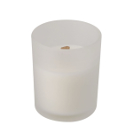 Vela aromática en cristal con mecha de madera y aroma de vainilla segunda vista