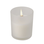 Vela aromática en cristal con mecha de madera y aroma de vainilla tercera vista
