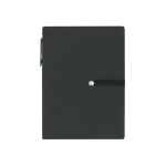 Bloc de notas con hojas para apuntes, notas adhesivas y bolígrafo A6 color negro primera vista