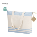 Bolsa de algodón reciclado de hombro con fuelle y cremallera 300g/m²