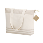 Bolsa de algodón reciclado de hombro con fuelle y cremallera 300g/m² cuarta vista