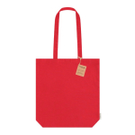 Bolsa de algodón orgánico con fuelle y asas reforzadas 270g/m² color rojo primera vista