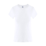 Camiseta de algodón para mujer manga corta con cuello redondo 150g/m² color blanco primera vista