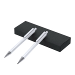 Set escritura con lápiz y bolígrafo de aluminio reciclado tinta azul color blanco primera vista