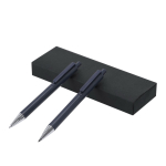 Set escritura con lápiz y bolígrafo de aluminio reciclado tinta azul color azul marino primera vista