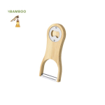 Pelador y abridor 2 en 1 de bambú y acero inoxidable para personalizar