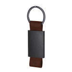 Llavero de aluminio mate con cinta de cuero sintético reciclado segunda vista