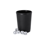 Juego de dados con cubilete de plástico textura rugosa