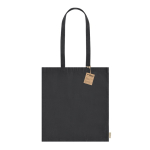 Bolsa de algodón reciclado de asas largas 140 g/m2 color negro primera vista