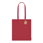 Bolsa de algodón reciclado de asas largas 140 g/m2 color rojo primera vista