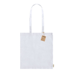 Bolsa de algodón reciclado de asas largas 140 g/m2 color blanco primera vista
