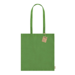 Bolsa de algodón reciclado de asas largas 140 g/m2 color verde primera vista