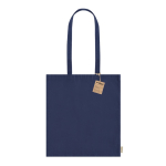 Bolsa de algodón reciclado de asas largas 140 g/m2 color azul marino primera vista