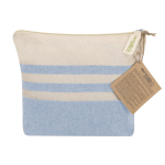 Neceser de algodón reciclado a rayas con cremallera 180g/m² color azul claro primera vista