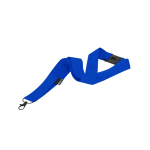 Lanyard clásico de poliéster reciclado con cierre seguridad color azul primera vista