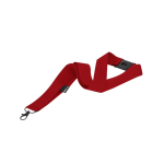 Lanyard clásico de poliéster reciclado con cierre seguridad color rojo primera vista