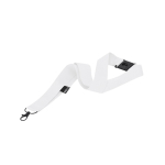 Lanyard clásico de poliéster reciclado con cierre seguridad color blanco primera vista