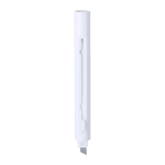 Bolígrafo cúter de plástico con acabado mate y tinta azul color blanco primera vista