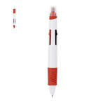 Bolígrafo de 4 colores con subrayador integrado con capucha