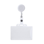 Lanyard extensible con portatarjetas rígido y cuerda de 70cm color blanco primera vista