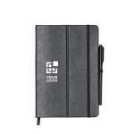 Libreta con pizarra y soporte de piel sintética con hojas a rayas A5 vista principal