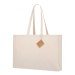 Bolsa con fuelle algodón reciclado asas largas reforzadas 220g/m² segunda vista