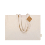 Bolsa con fuelle algodón reciclado asas largas reforzadas 220g/m² cuarta vista