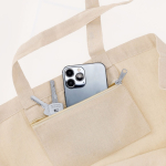 Bolsa con fuelle algodón reciclado asas largas reforzadas 220g/m² sexta vista