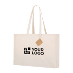 Bolsa con fuelle algodón reciclado asas largas reforzadas 220g/m² vista principal