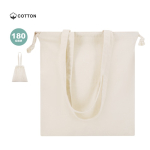 Bolsa de algodón con cuerdas y asas largas reforzadas 180g/m²