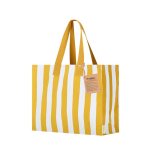 Bolsa de algodón reciclado con fuelle y asas largas 310g/m² color amarillo quinta vista