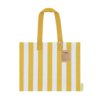 Bolsa de algodón reciclado con fuelle y asas largas 310g/m² color amarillo primera vista