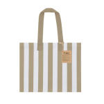 Bolsa de algodón reciclado con fuelle y asas largas 310g/m² color beige