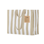 Bolsa de algodón reciclado con fuelle y asas largas 310g/m² color beige primera vista